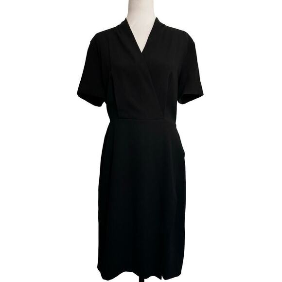 M.M.‎ Lafleur Dress Short Sleeve Cross Wrap Front Black Size 10 - Picture 1 of 13
